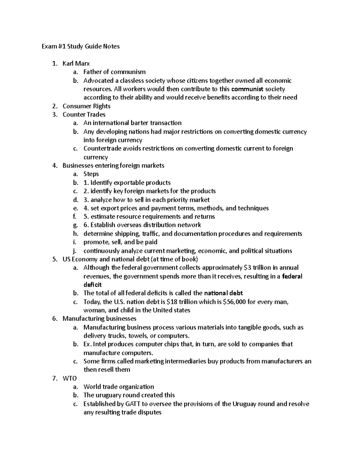 BUS101: Exam 1 Study Guide - Key Economic Concepts and Terms - Studocu