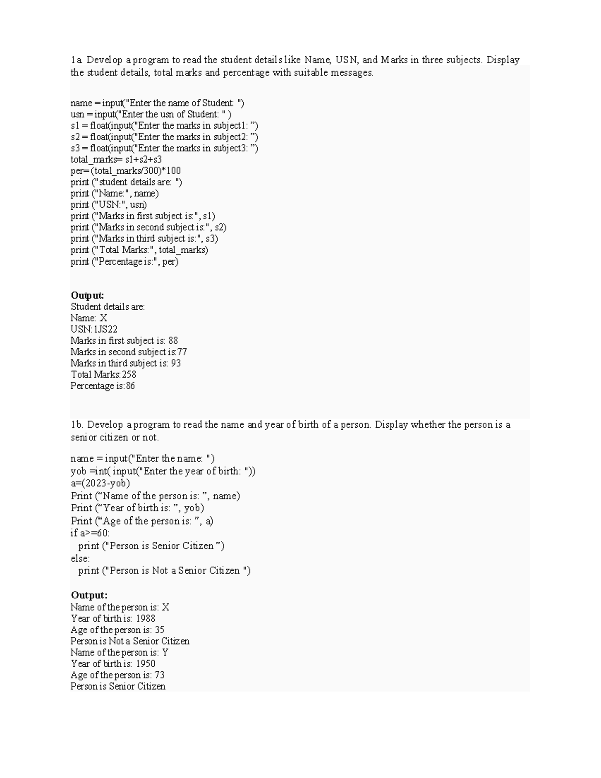 Programming Assignments for CS101: Student Details & Calculations - Studocu