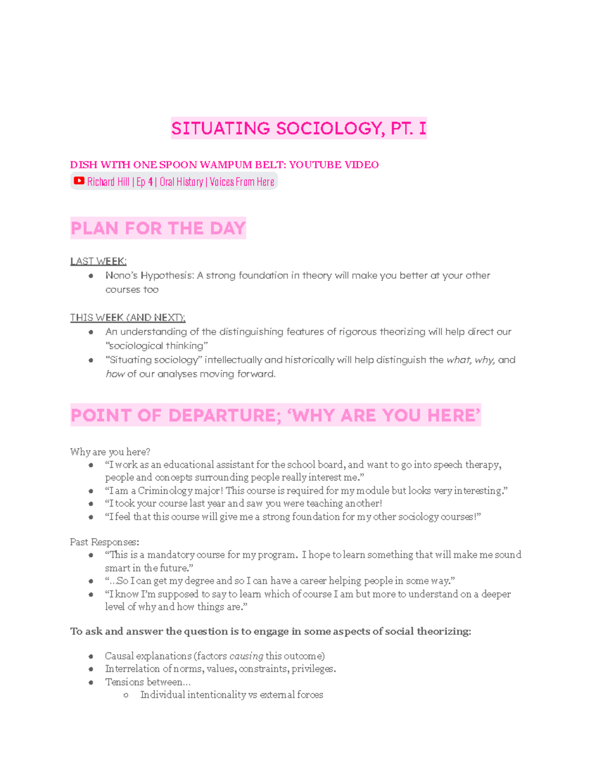 Sociology 2263: Week 2 Notes on Theoretical Foundations and Inquiry ...