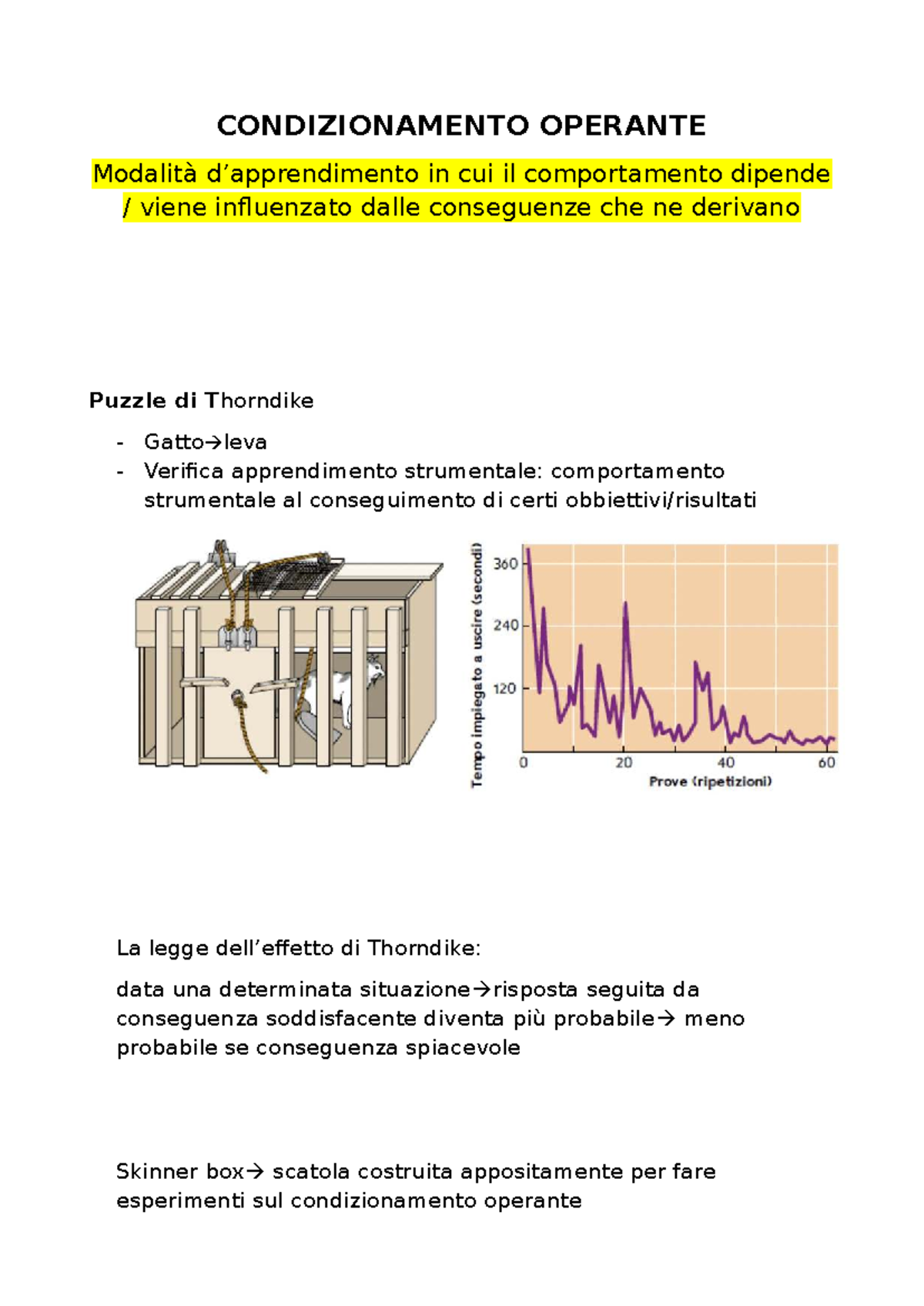 Condizionamento Operante: Teorie e Applicazioni (Psicologia) - Studocu