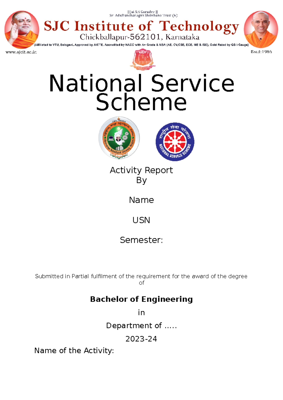National Service Scheme - Report Format - Maths - National Service ...