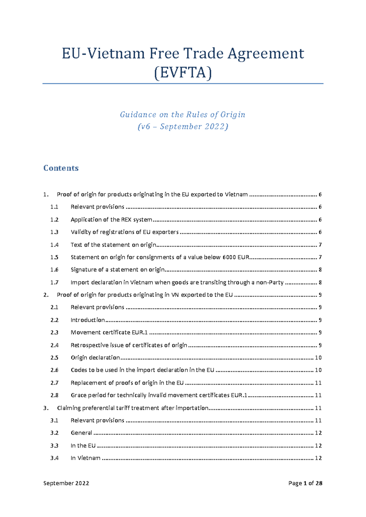 Guidance on Rules of Origin under EU-Vietnam FTA (EVFTA) - v6, 2022 ...