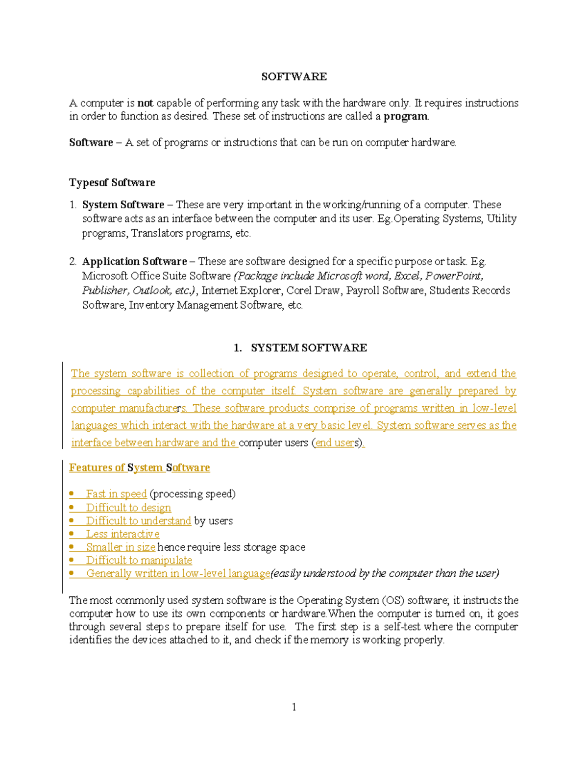 CS101: Software Overview and Types in Computer Studies - Studocu