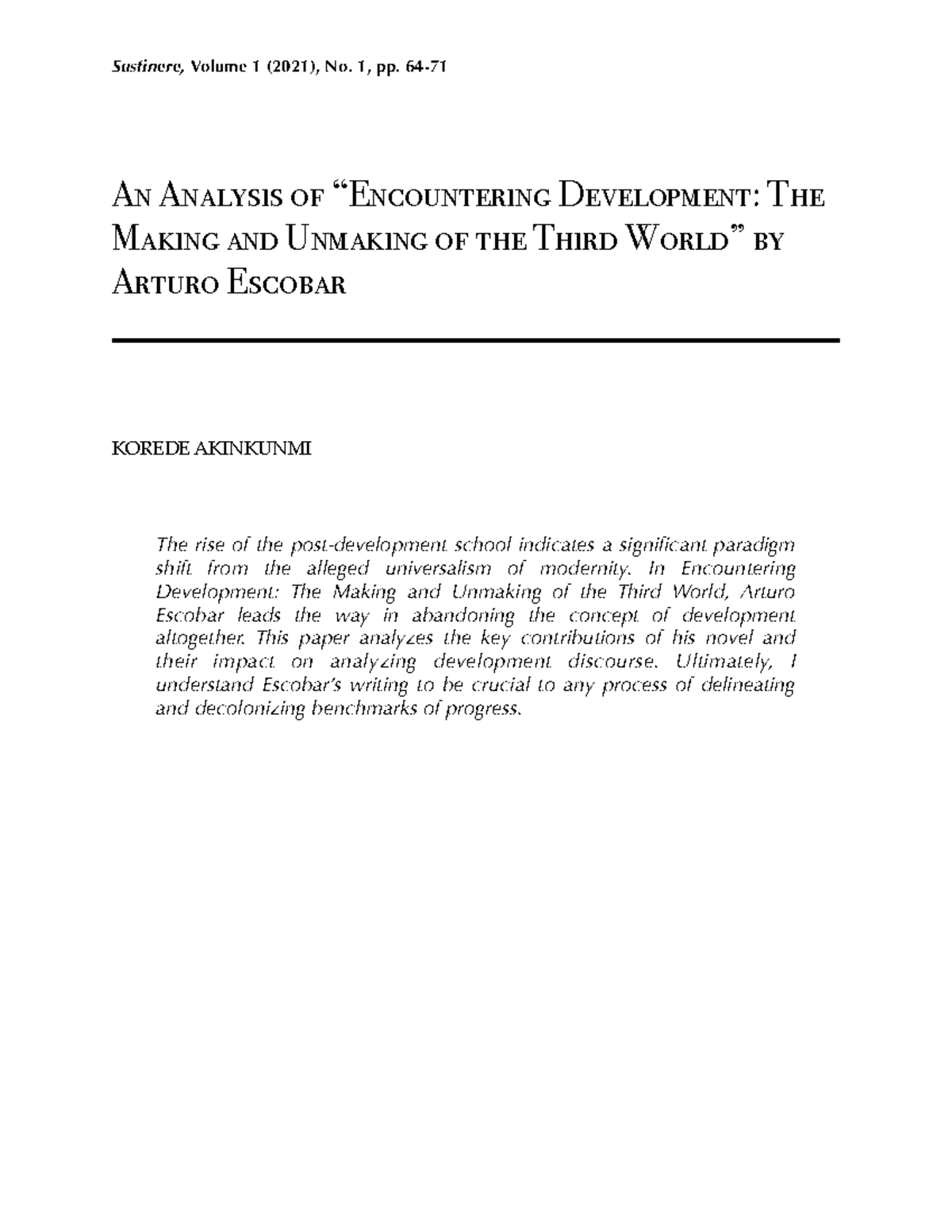 An Analysis of 
