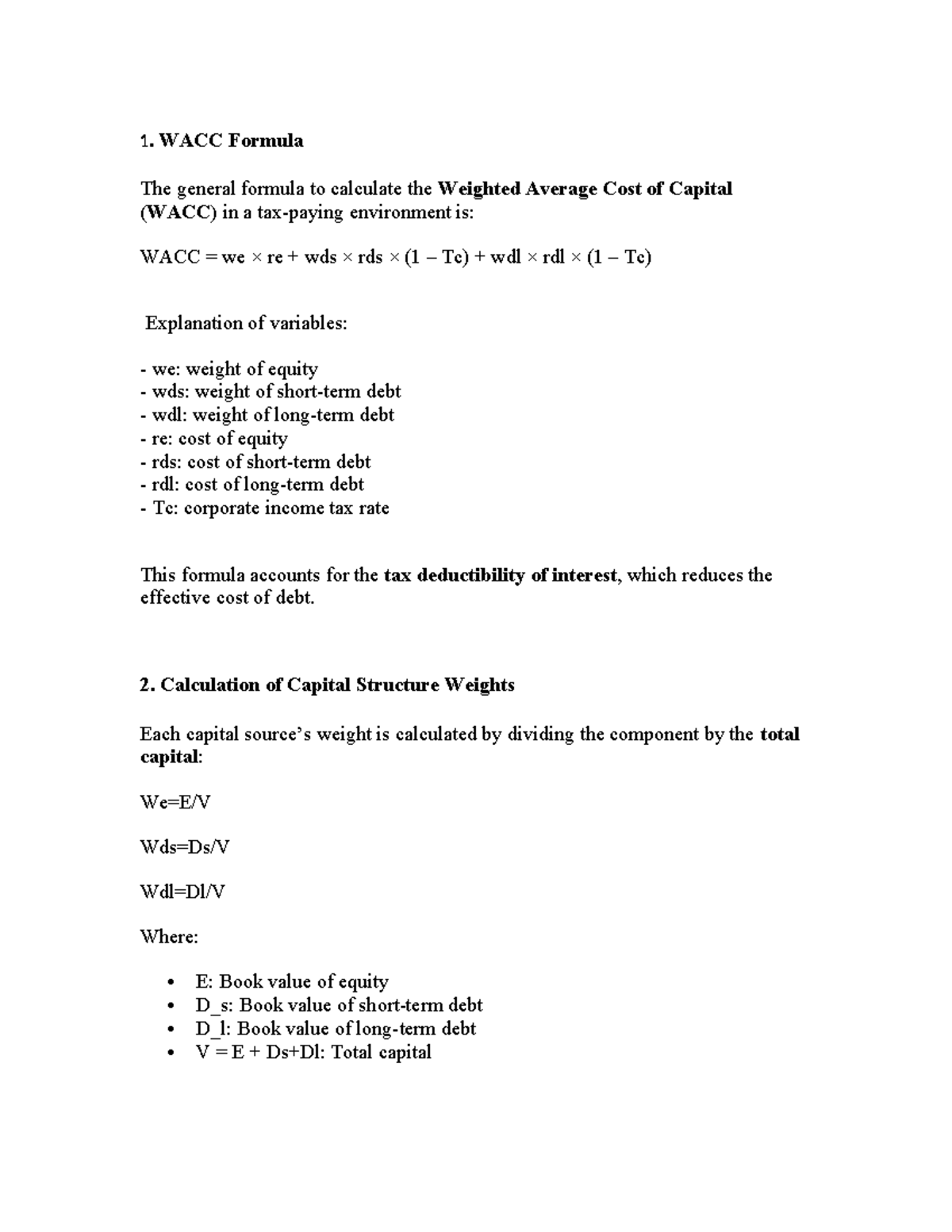 WACC Calculation and Capital Structure Analysis - Course Code: 4.3 & 4 ...
