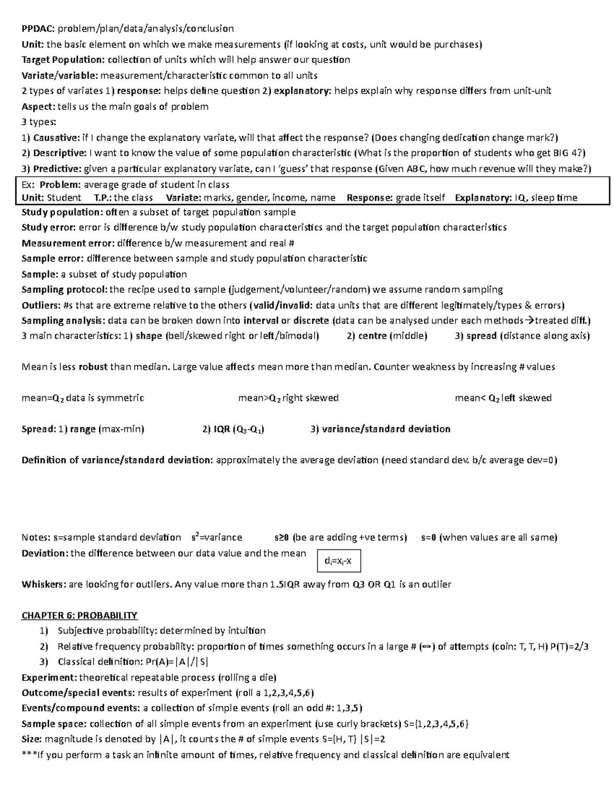 Notes - PPDAC: problem/plan/data/analysis/conclusion Unit : the basic ...