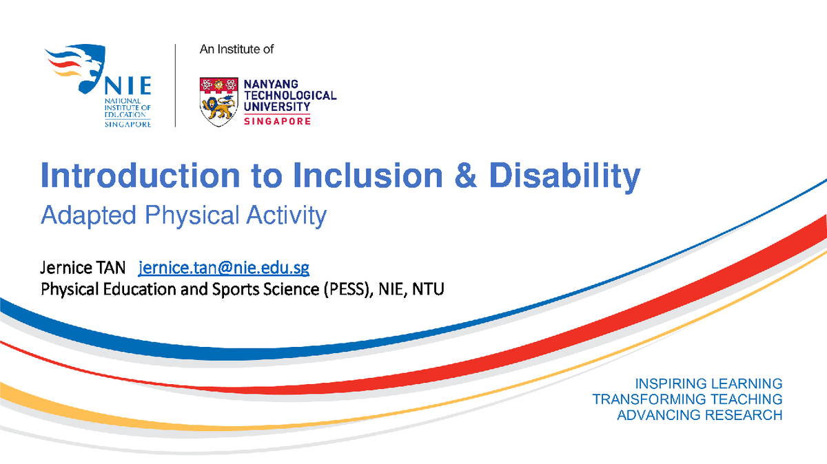 SS2325 Chapter 1: Introduction to Inclusion & Adapted Physical Activity ...
