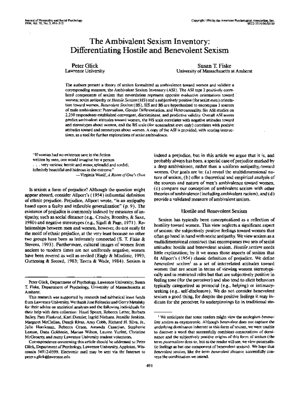 The Ambivalent Sexism Inventory: Understanding Hostile and Benevolent ...