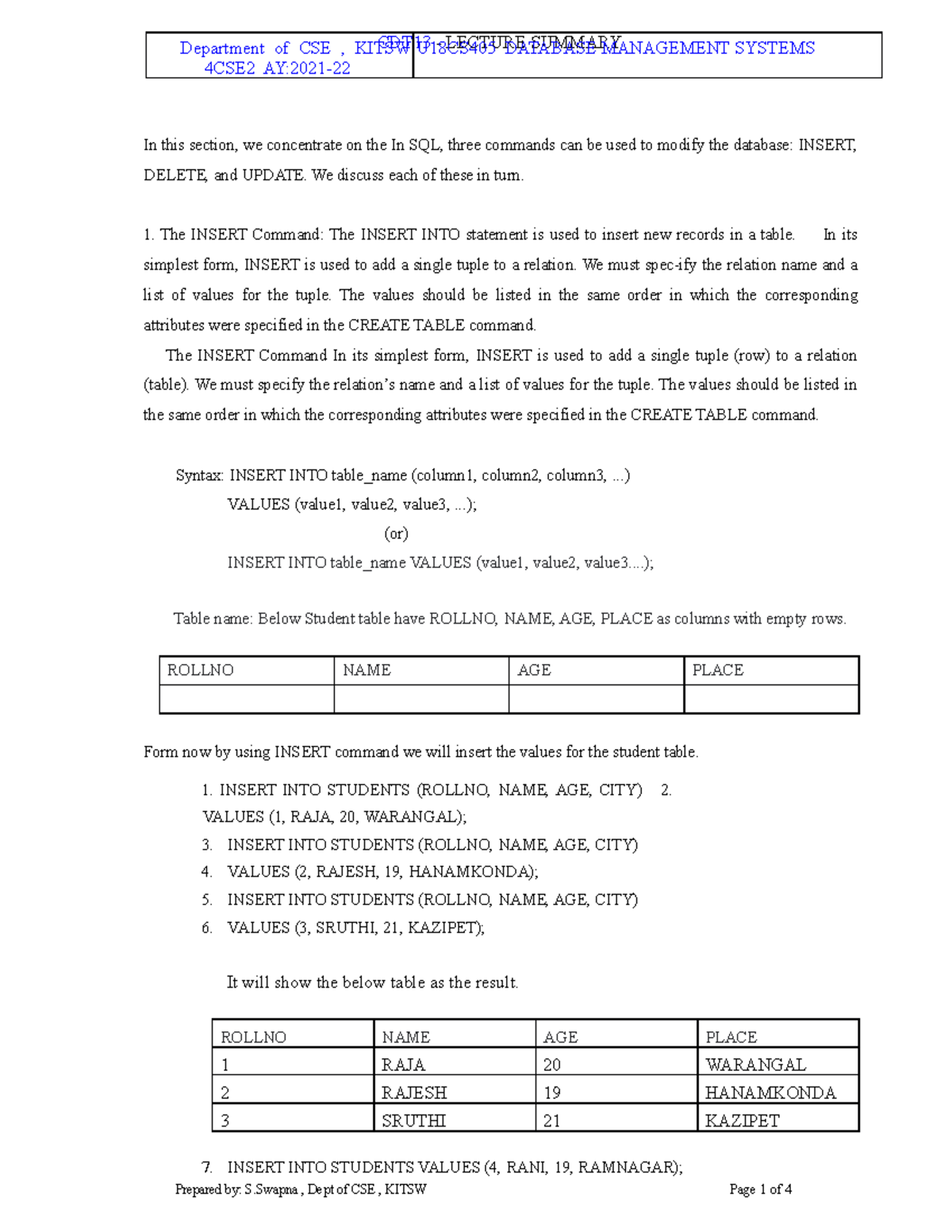 DBMS13 - Important topics in DBMS - In this section, we concentrate on ...
