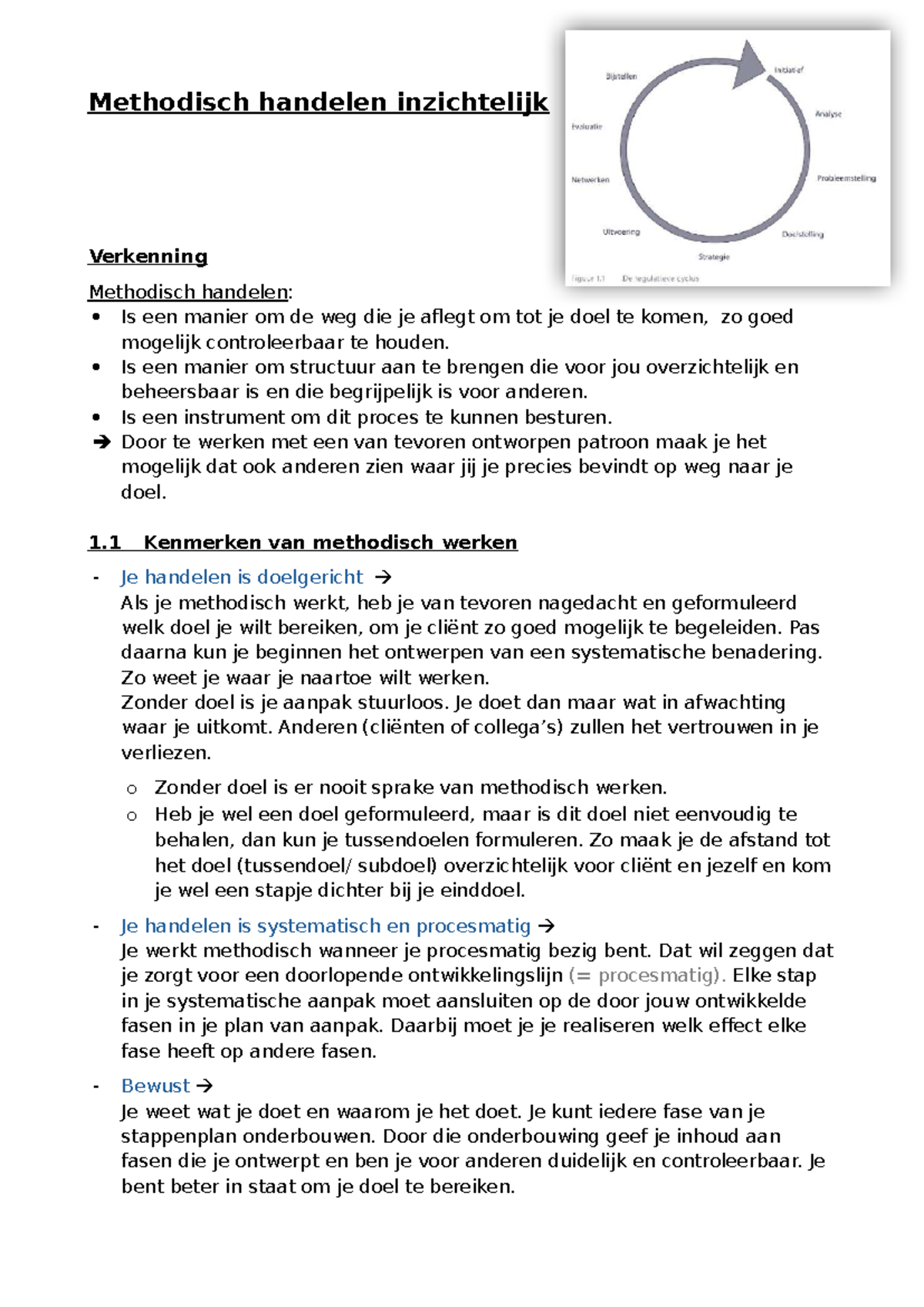 Samenvatting H1 - Methodisch Handelen in Sociaal Werk - Studeersnel