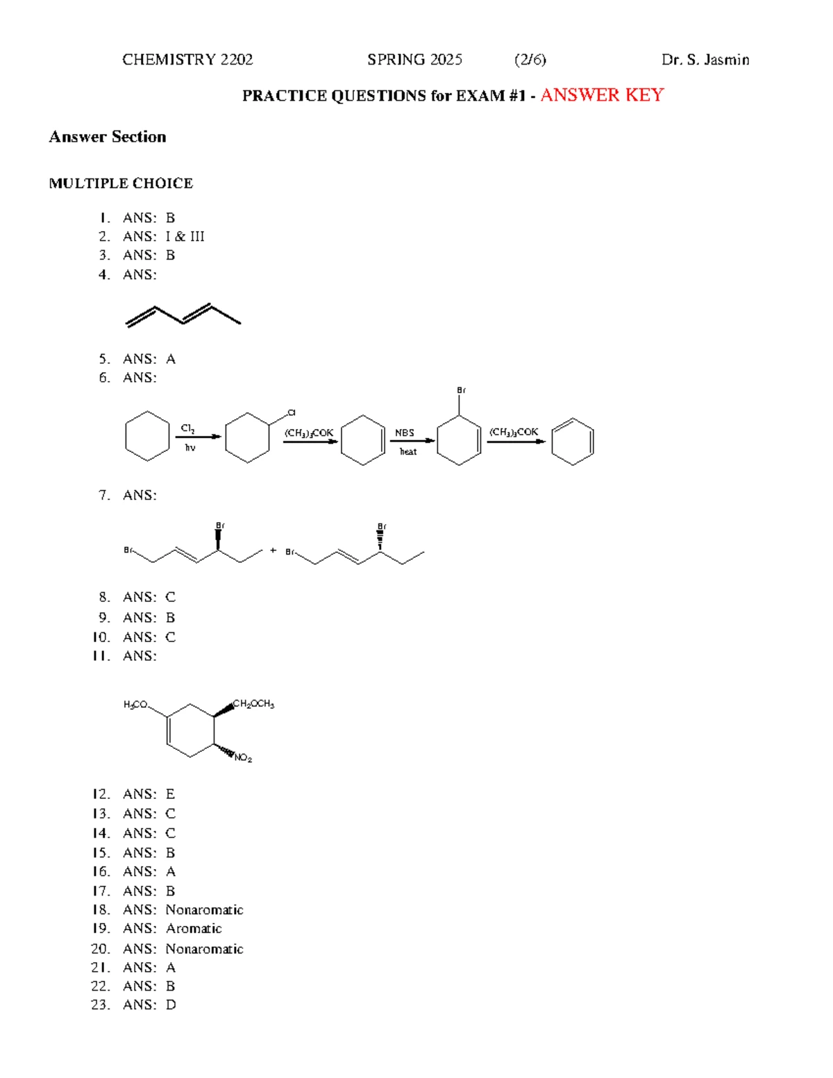 CHEM+2202 Spring+2025 Practice+Questions for Exam #1 Review - Studocu