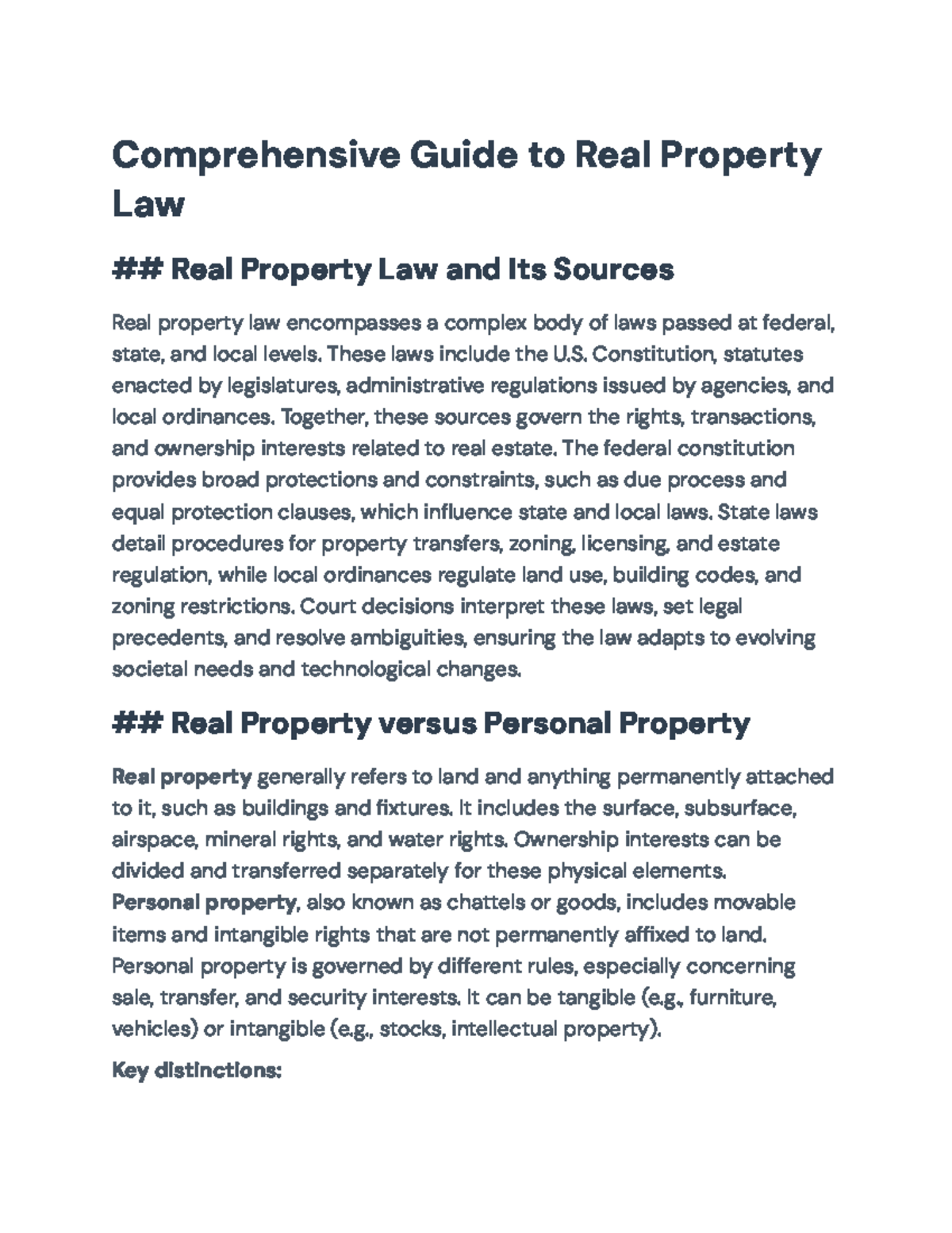 Comprehensive Guide to Real Property Law: Principles & Concepts ...