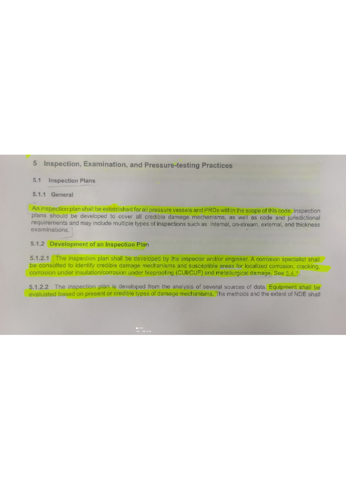 API 510 Inspection Practices and Plans: Chapter 5 Highlights - Studocu