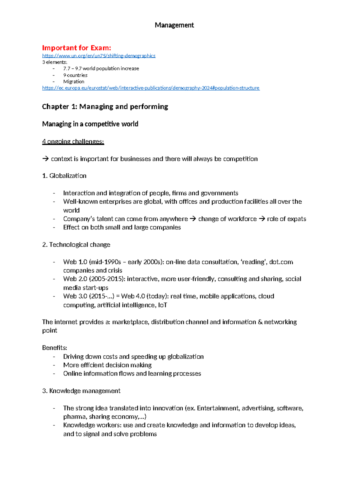 Management Exam Notes: Key Concepts and Challenges in Competitive ...