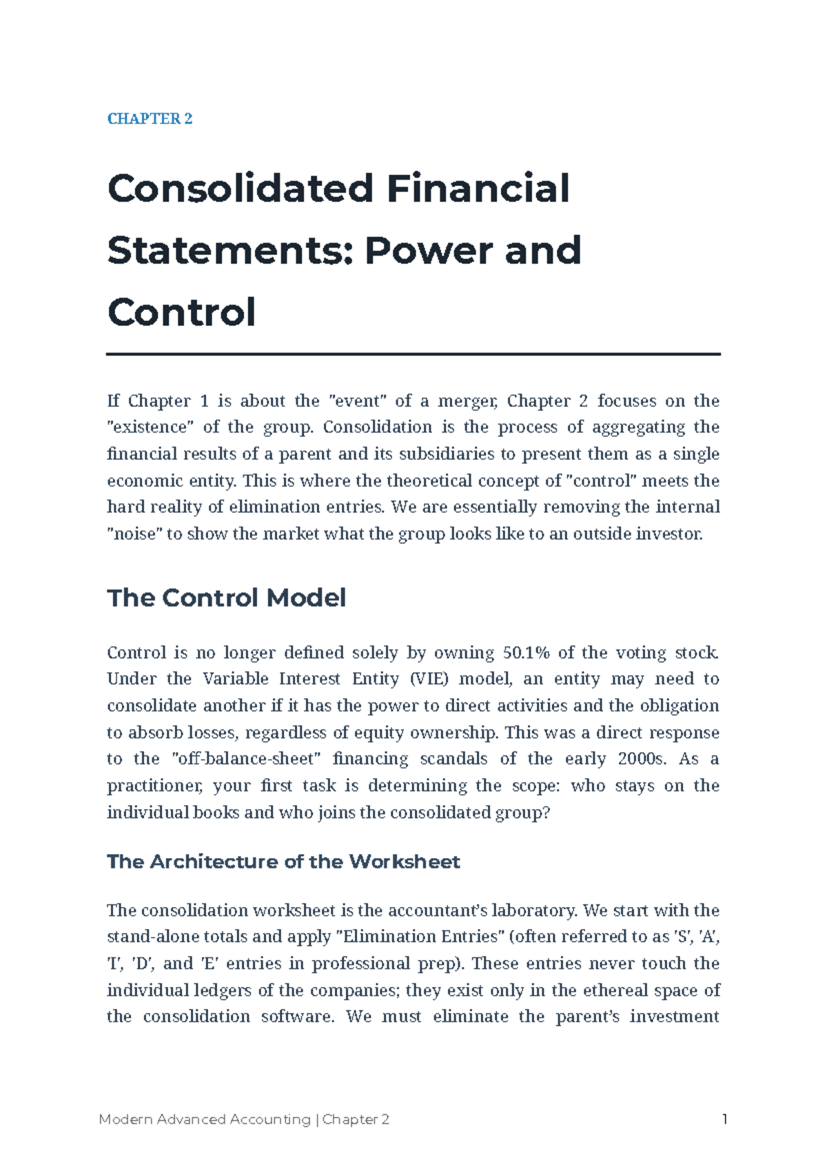 Modern Advanced Accounting: Chapter 2 - Consolidated Financial ...