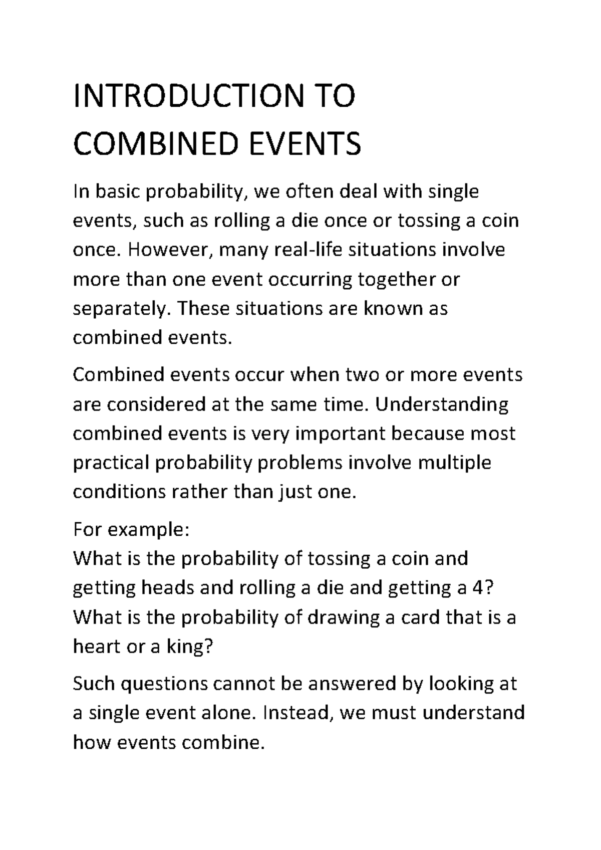 3. Probability of Combined Events: Understanding AND & OR Situations ...