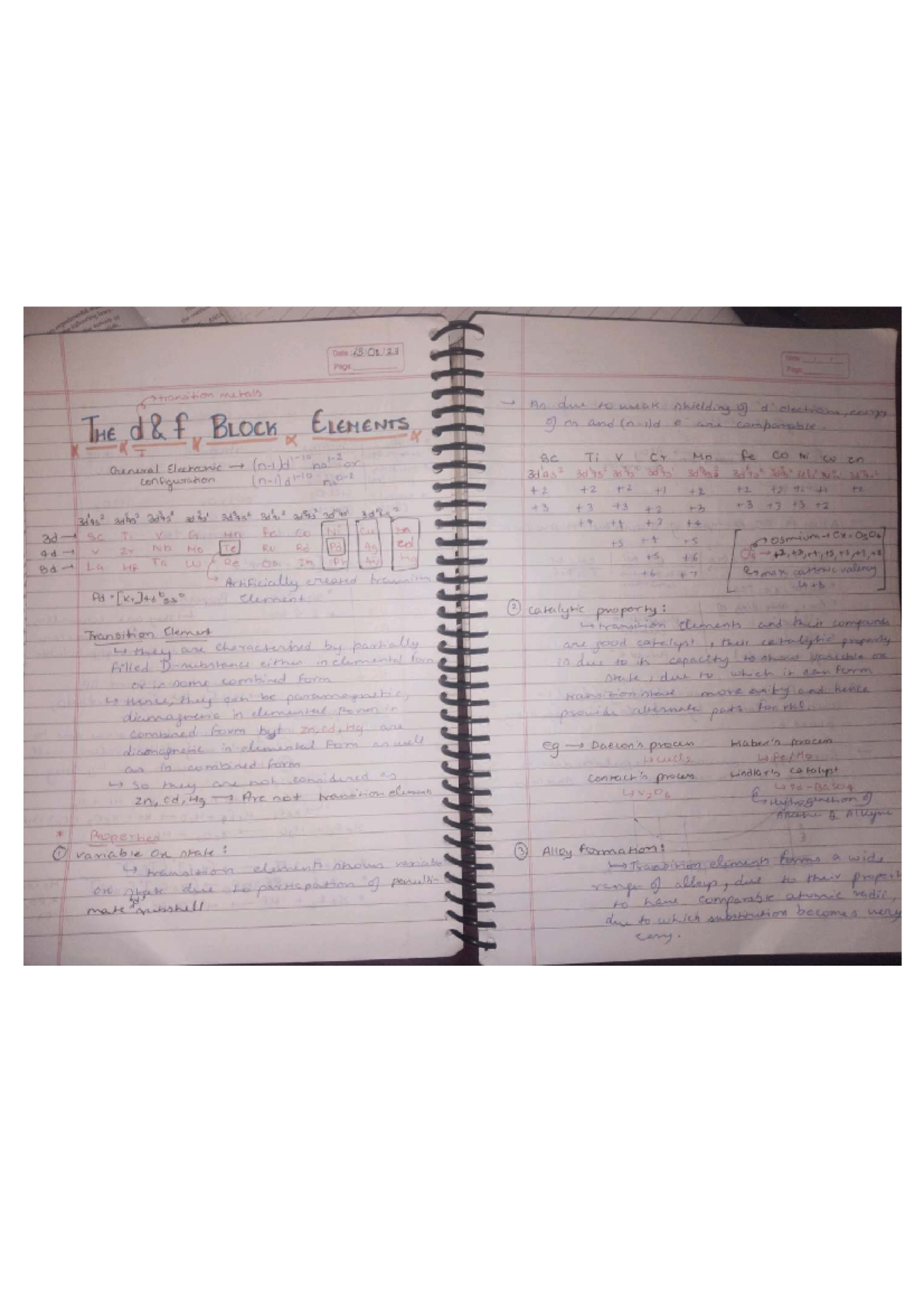 D and F Block Elements Notes: Transition Metals Overview - Studocu