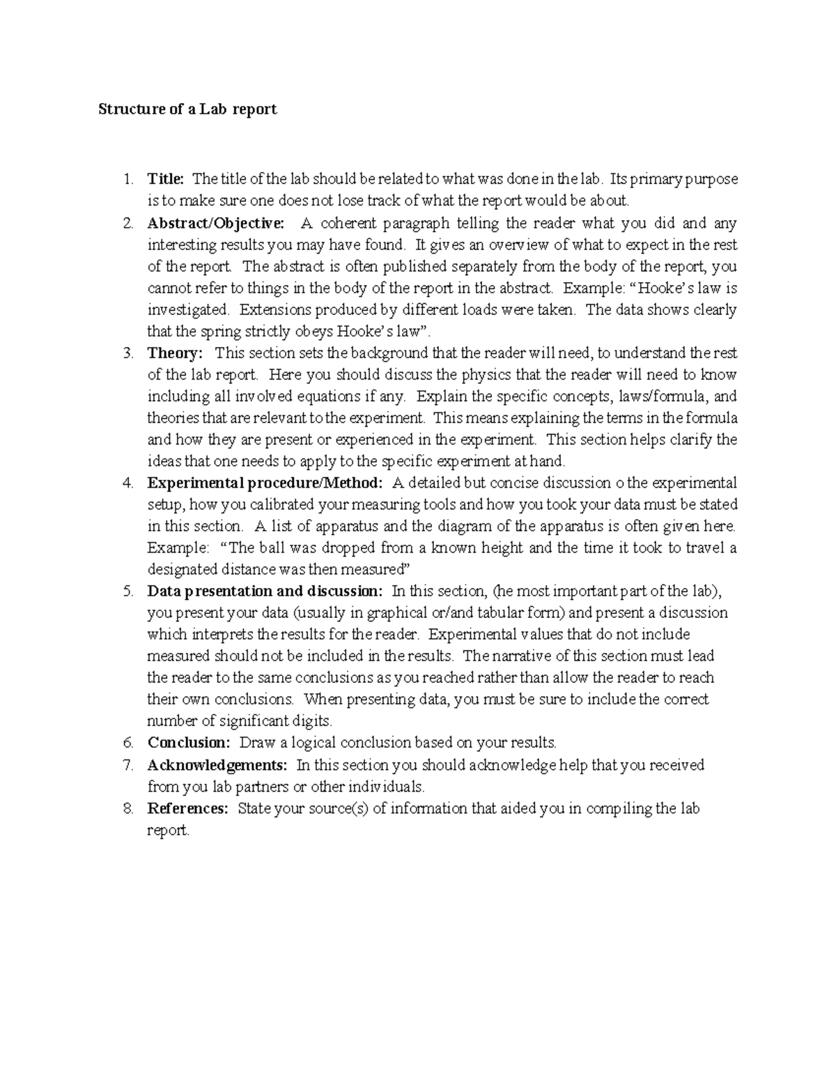 Lab Report Structure Guide: Key Components Explained - Studocu