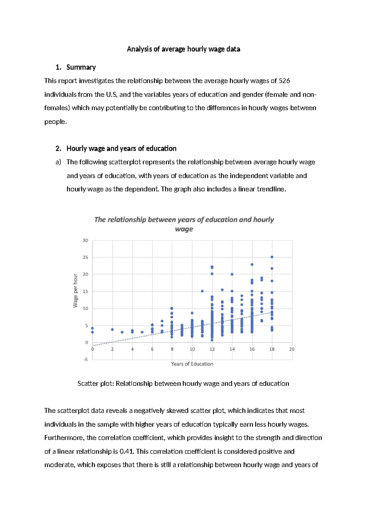 Buss1020 - Analysis of Hourly Wages: Education & Gender Factors - Studocu