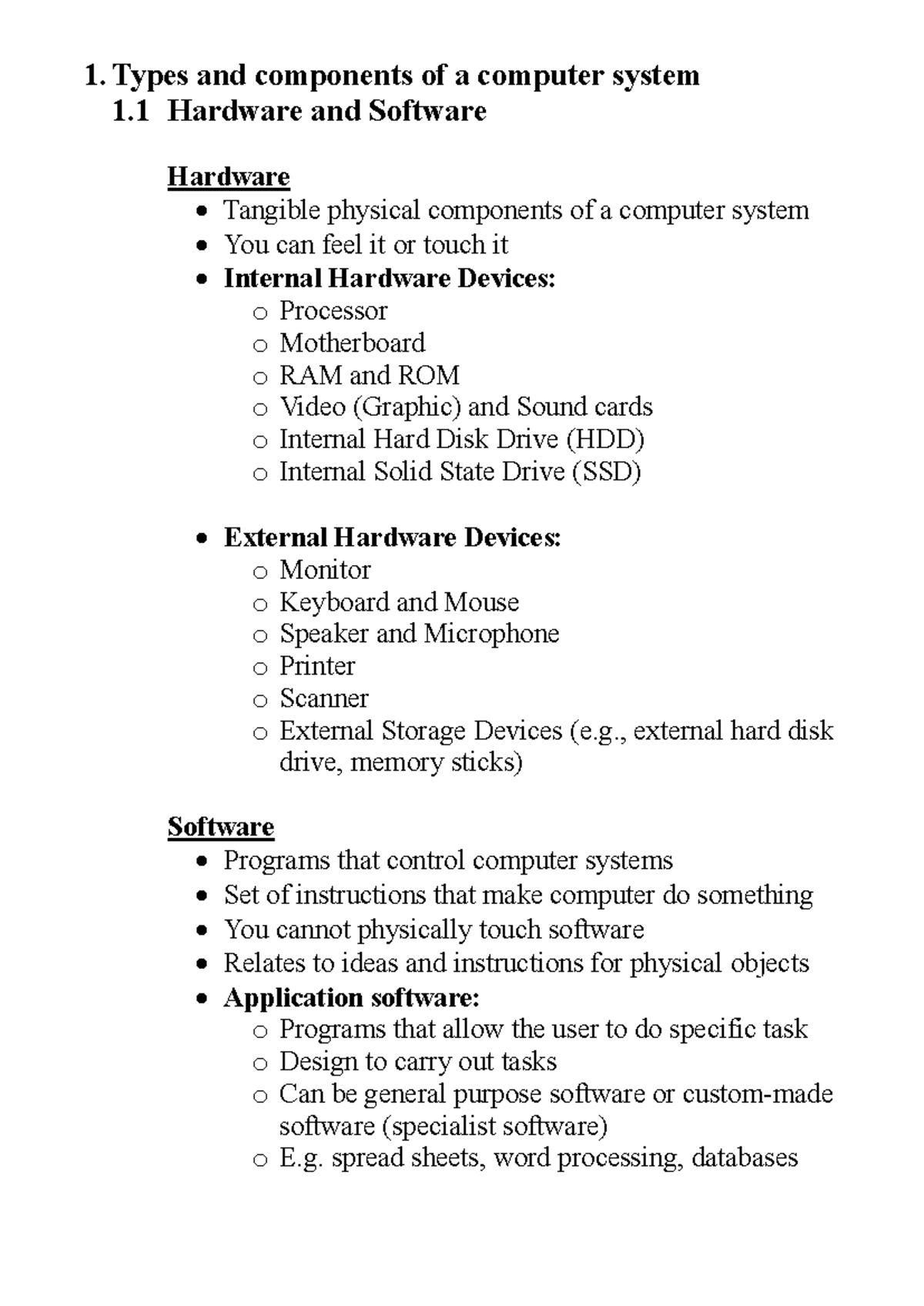 ICT-1 - ict chapter 1.1to1.3 - 1. Types and components of a computer ...