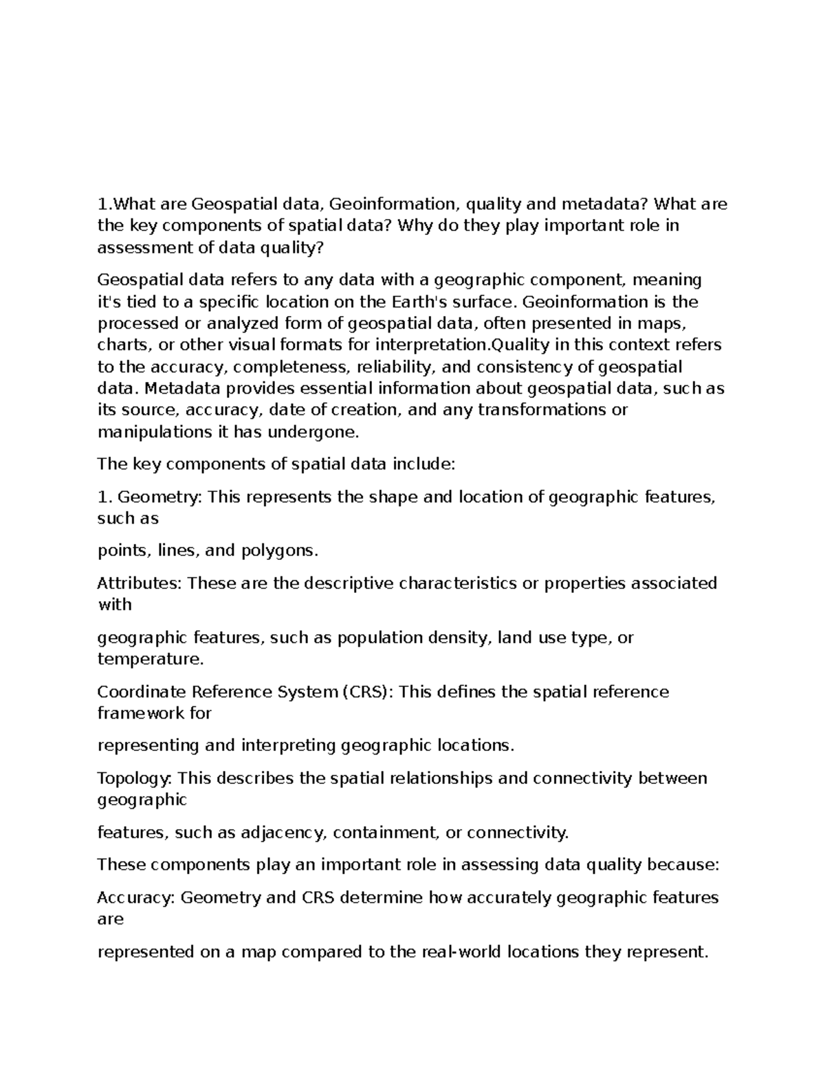 PGIS 101: Comprehensive Notes on Geospatial Data and GIS Concepts - Studocu