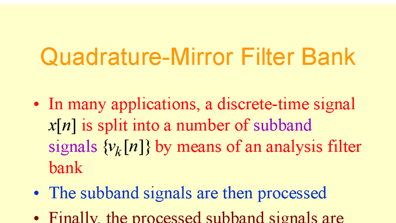 QMF Analysis and Filter Bank Concepts - SK Mitra Notes - Studocu