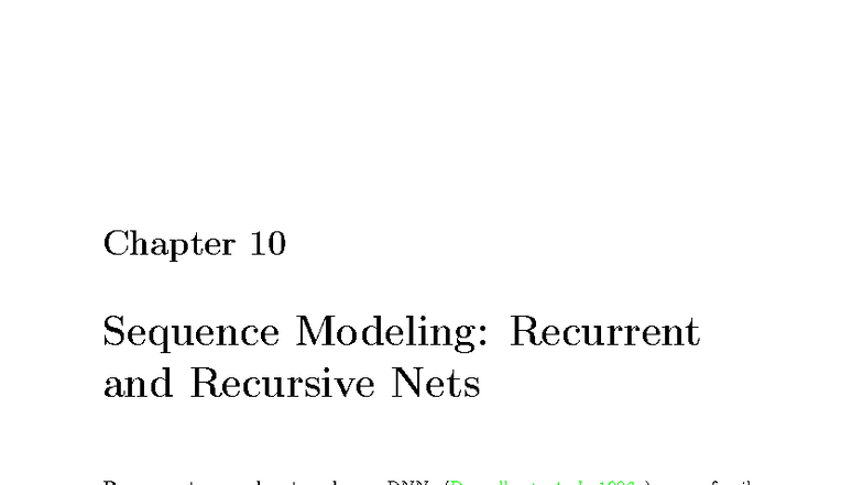 Chapter 10: Sequence Modeling with RNNs - Deep Learning Insights - Studocu