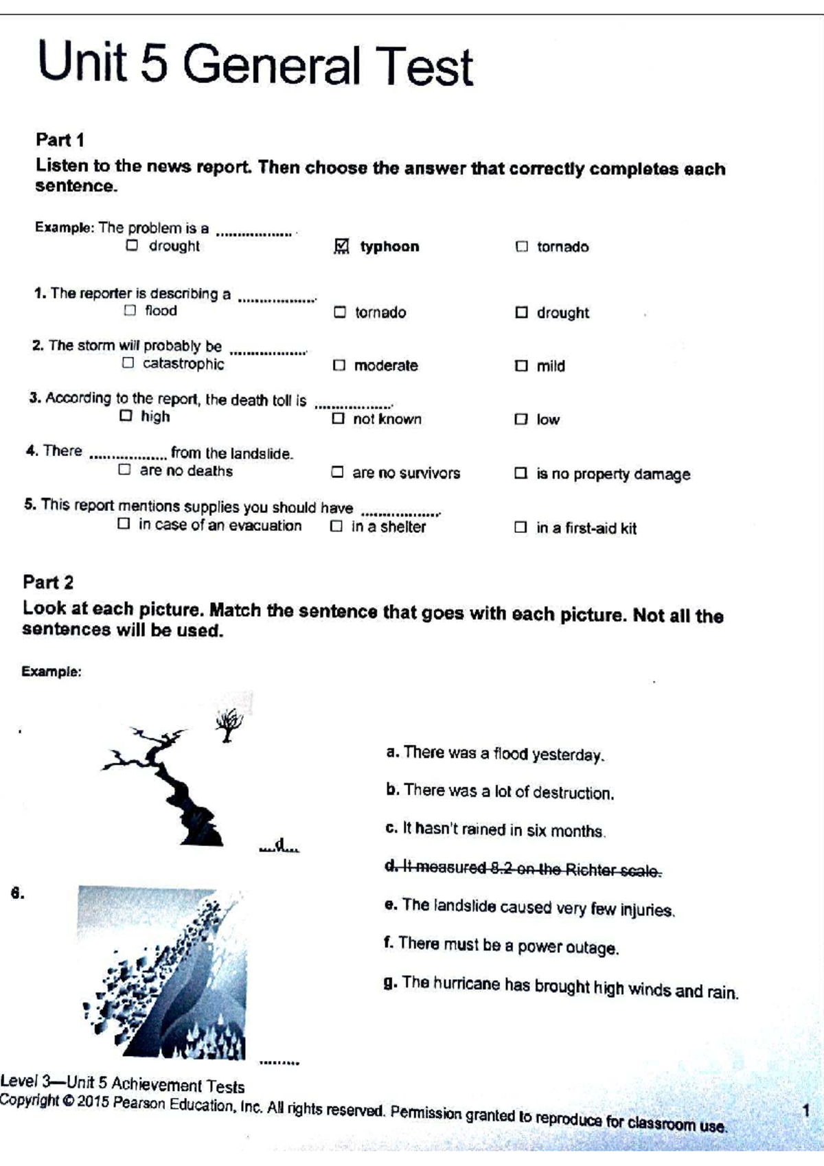 3A Unit 5 - General Test Listening & Reading Comprehension - Studocu