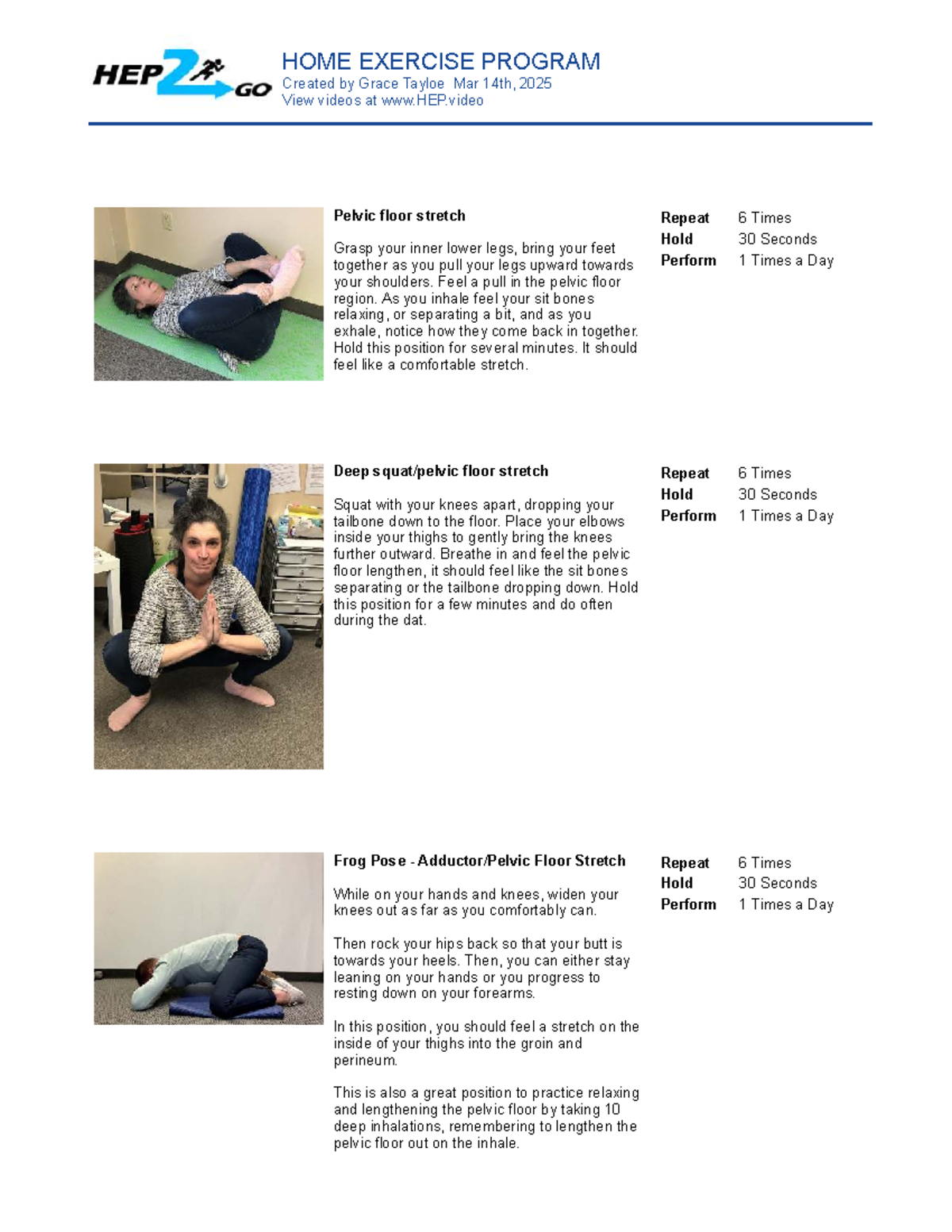 Home Exercise Program for Pelvic Floor Strengthening Exercises - HOME ...