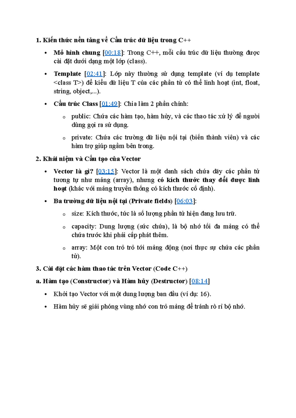 KIẾN THỨC VỀ VECTOR VÀ CÀI ĐẶT CODE VECTOR (CS101) - Studocu