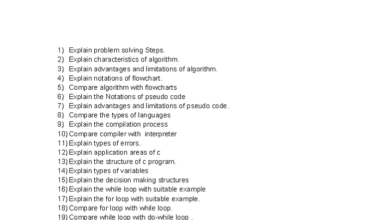 C Programming Long Questions & Answers (CS101) - Studocu