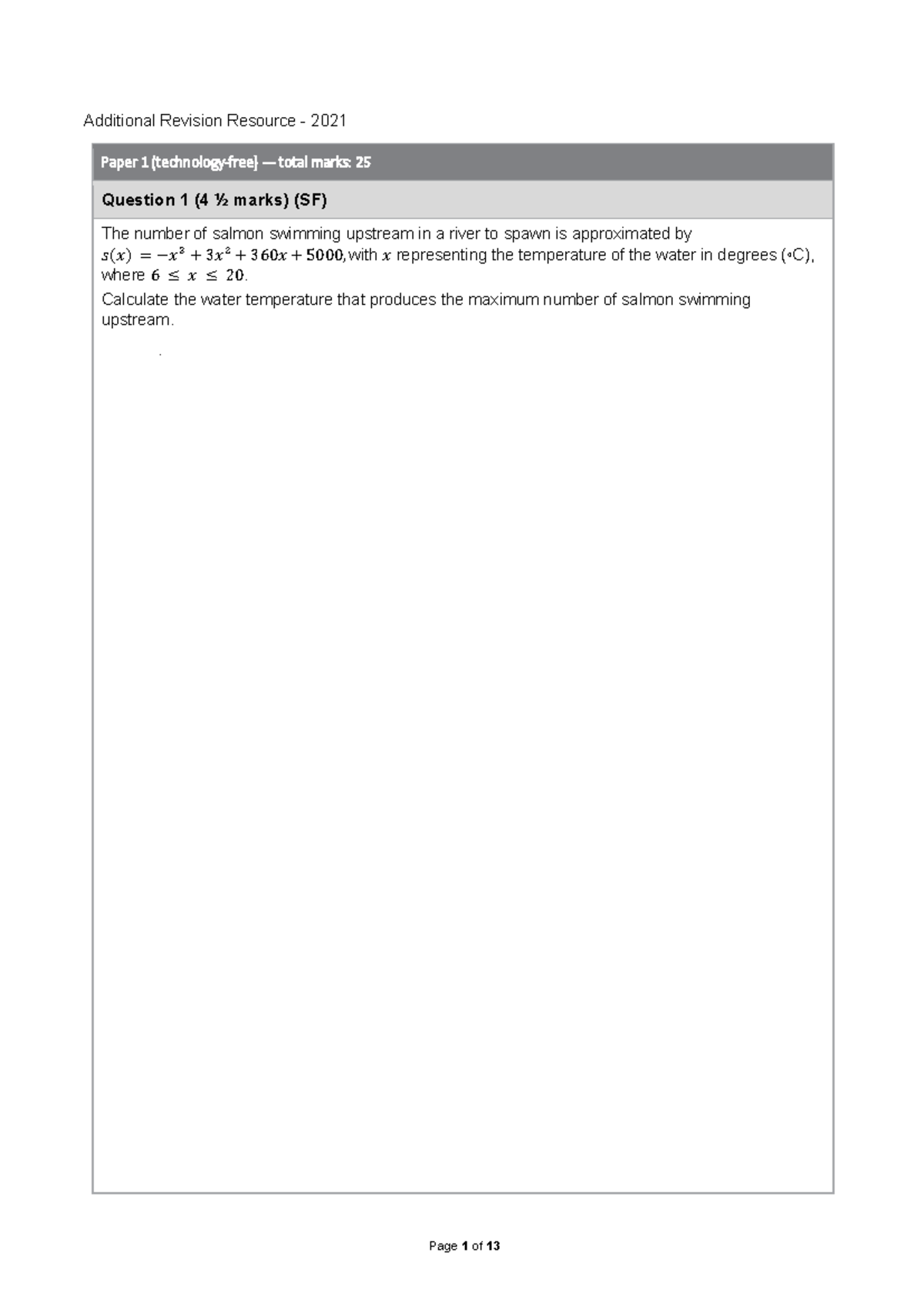 Additional Revision Resource: Methods for 2021 Paper 1 & 2 (Total Marks ...