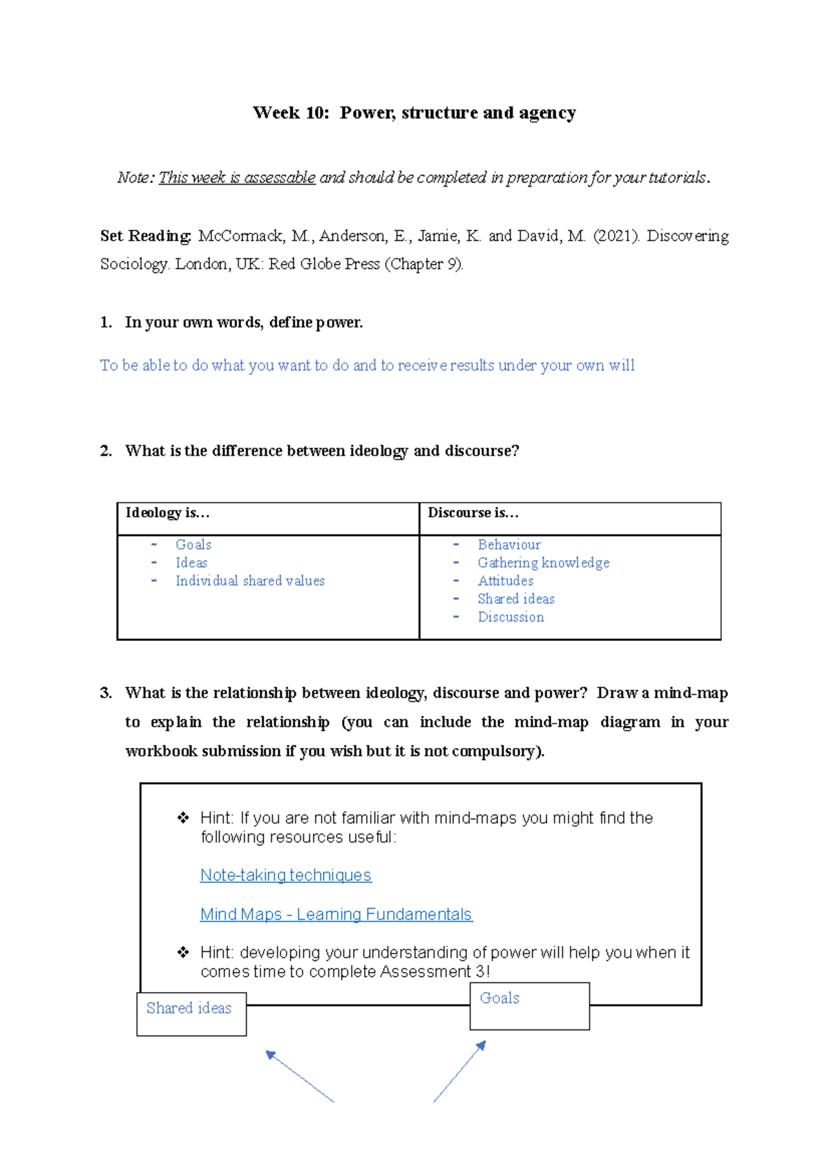 Week 10 & 11 Notes: Power, Agency, and Personal Life Concepts - Studocu