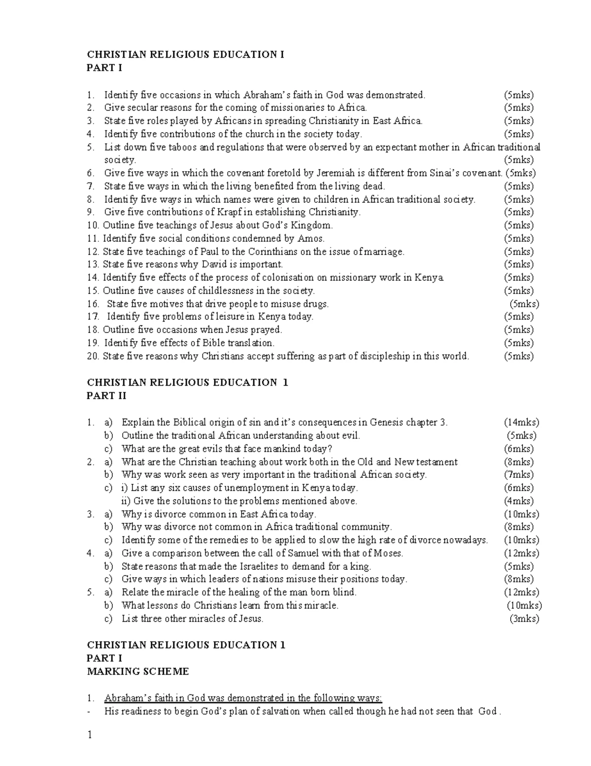 CRE Form 2 Holiday Assignment: Understanding the Messiah through ...