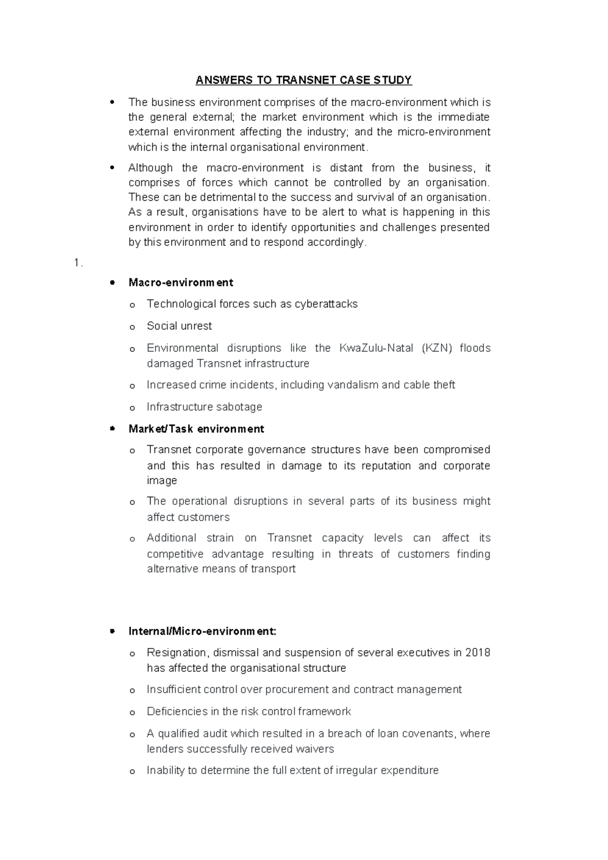 Transnet Case Study Analysis: Strategies for Organizational Resilience ...
