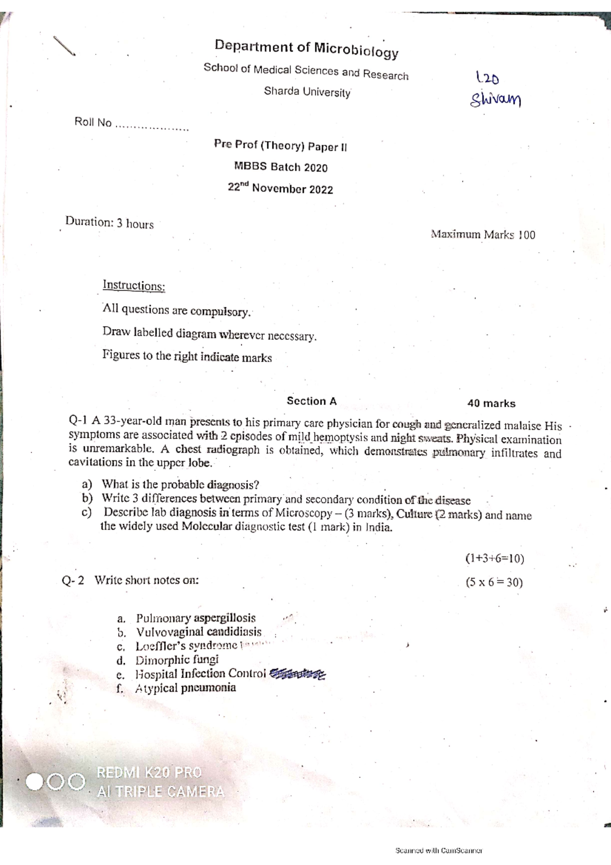 2nd Year 2020 Batch all papers - all subjects - Department of ...