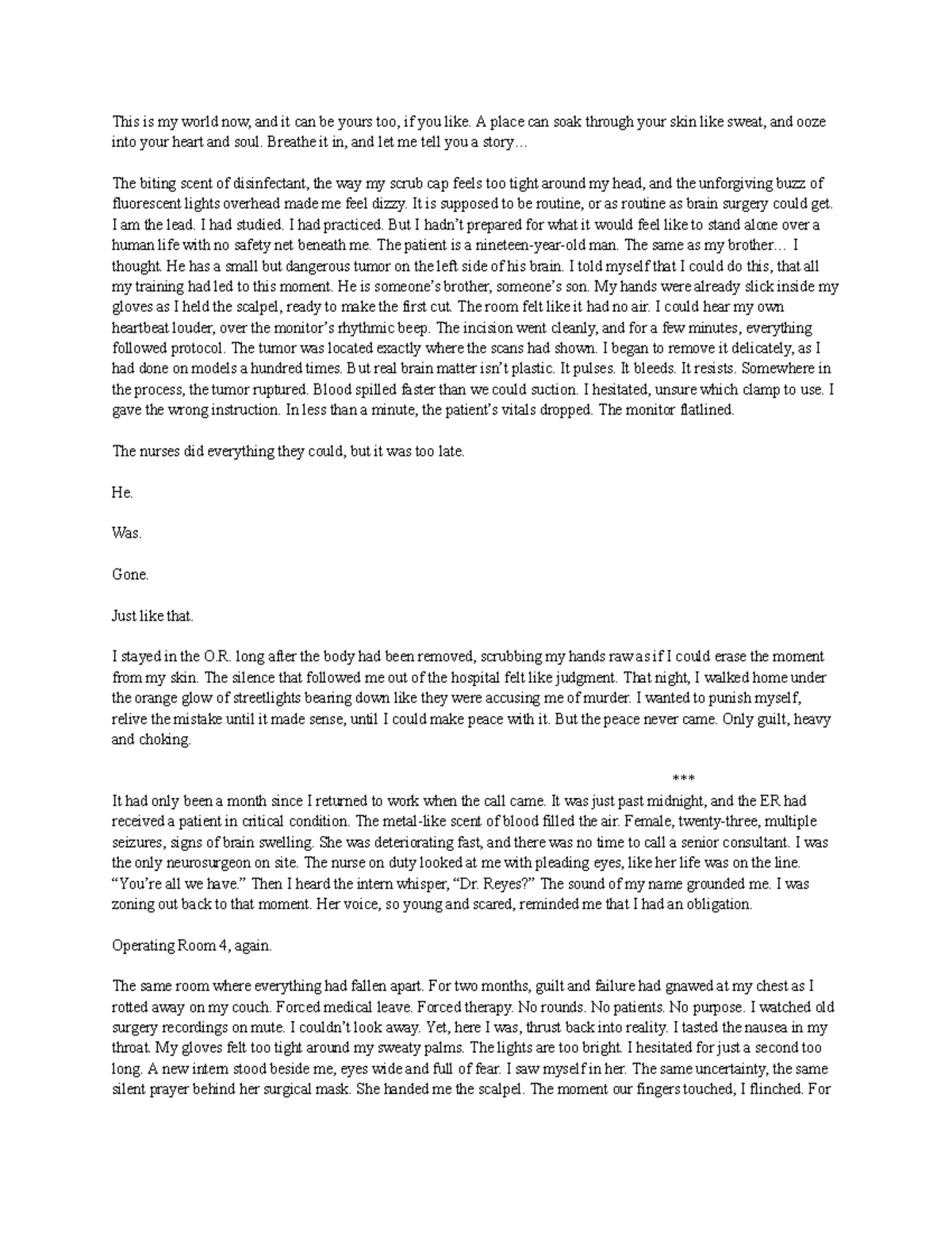 Mod C - Essay: The Weight of Guilt in the Operating Room - Studocu