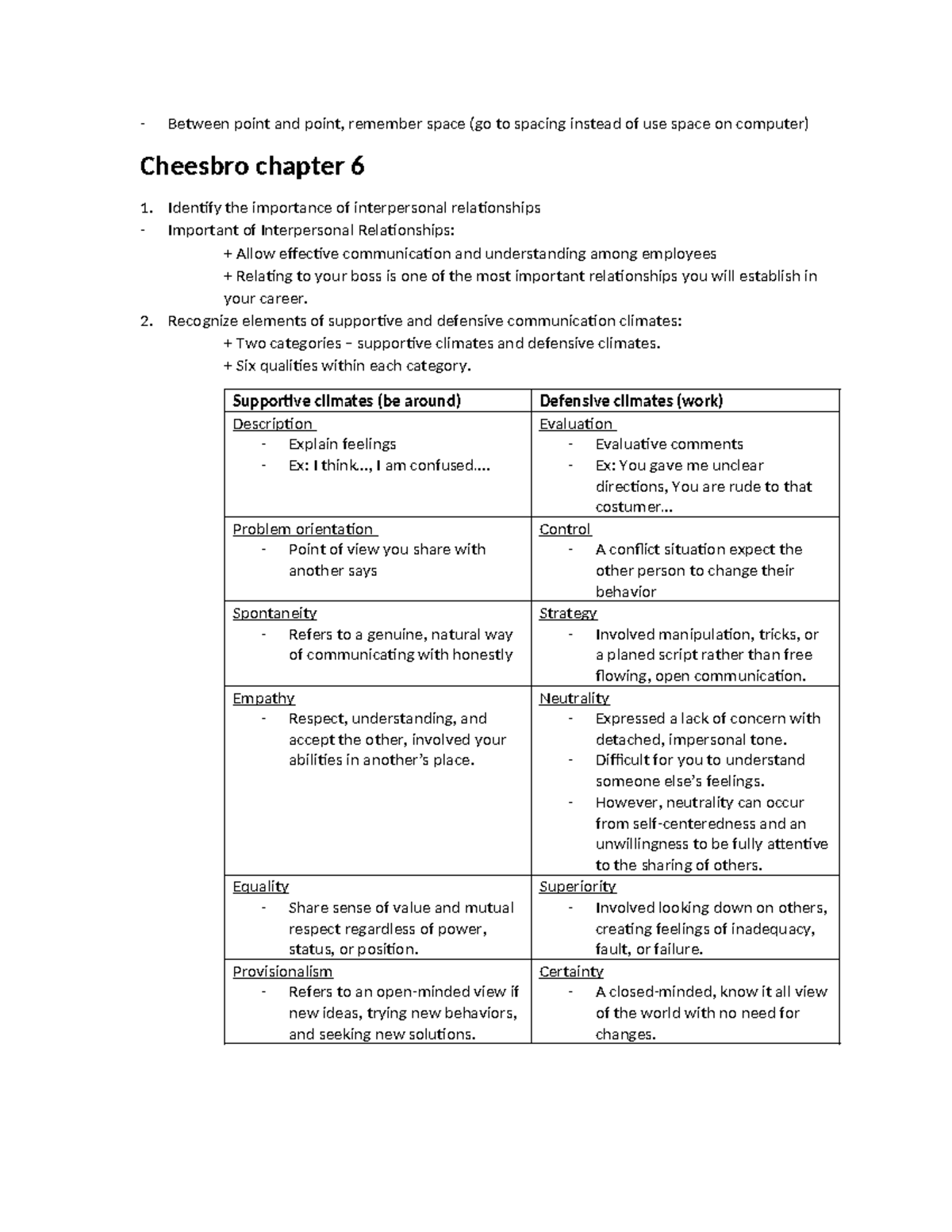 Cheesbro Chapter 6: Interpersonal Relationships & Communication Styles ...