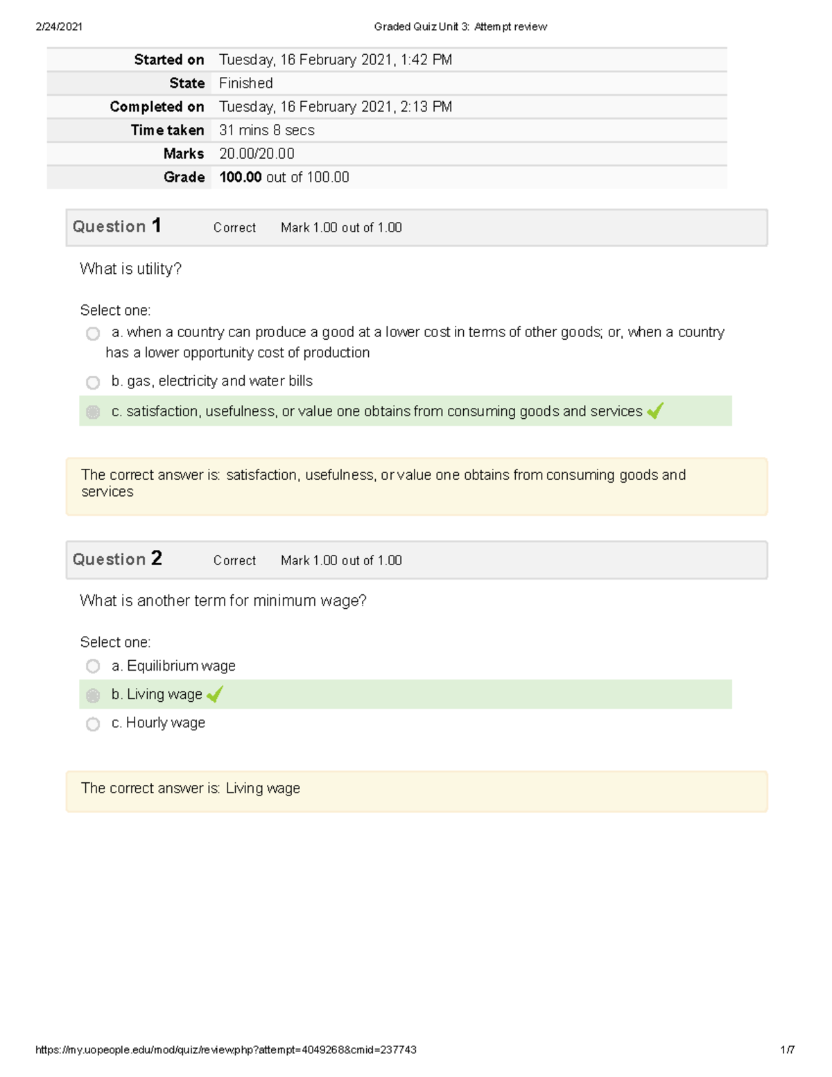 Graded Quiz Unit 3 Review with Answers and Marks - Studocu