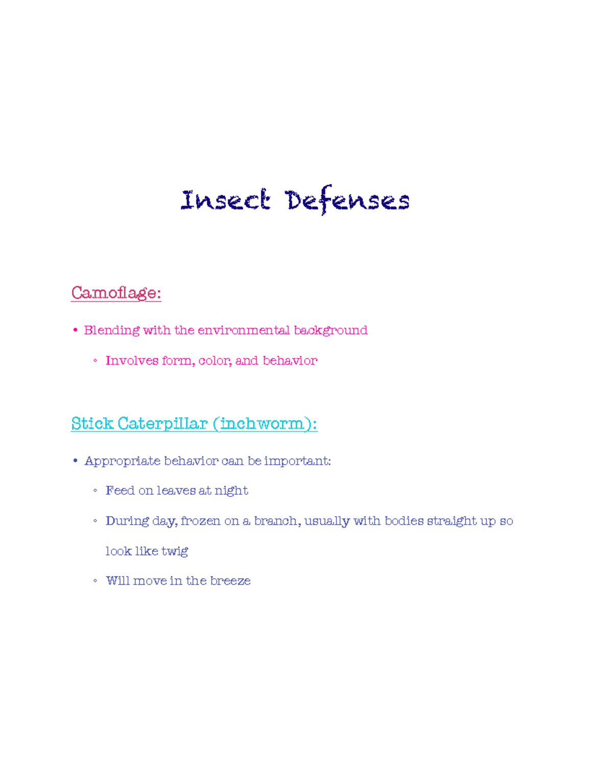 Insect Defenses (BIO 101): Camouflage, Chemical, and Physical ...