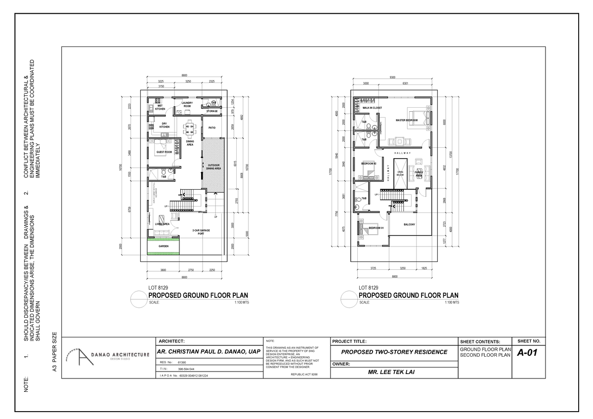 Proposed Ground Floor Plan for Lot 81912 - Architectural Engineering ...