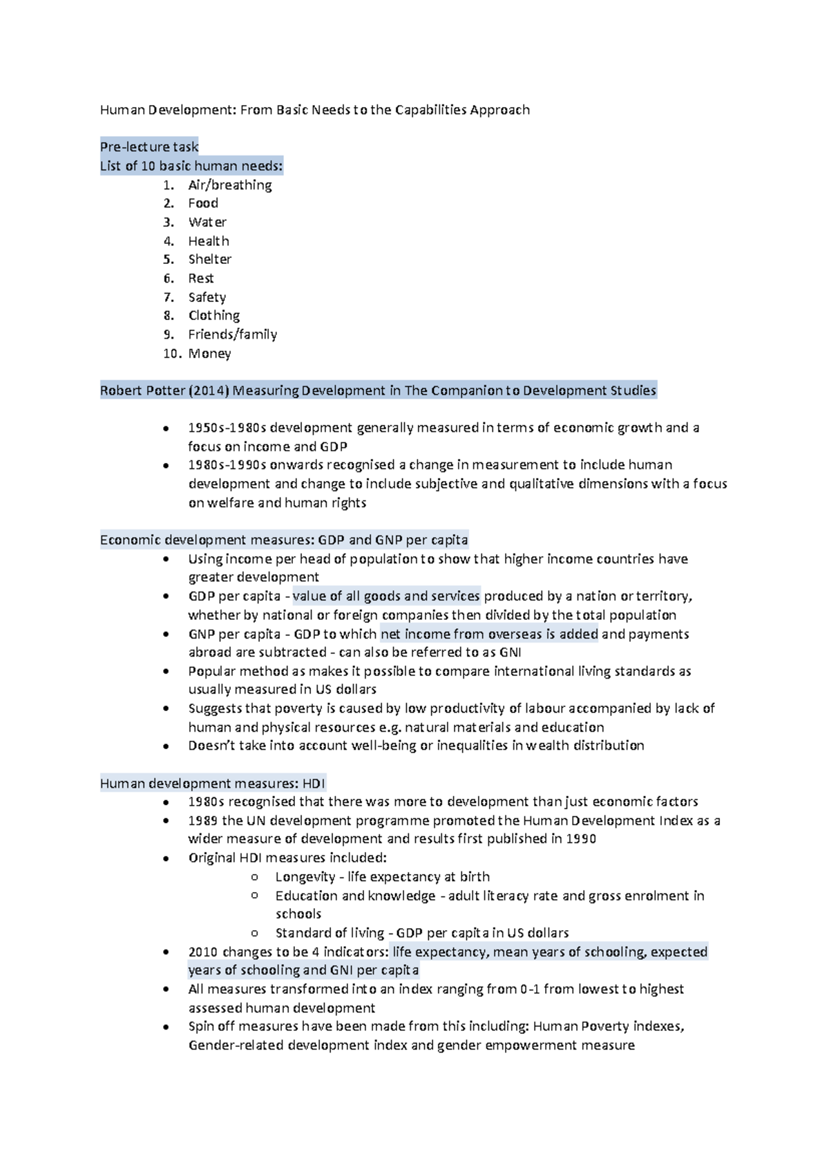 Basic needs to capabilities - Human Development: From Basic Needs to ...