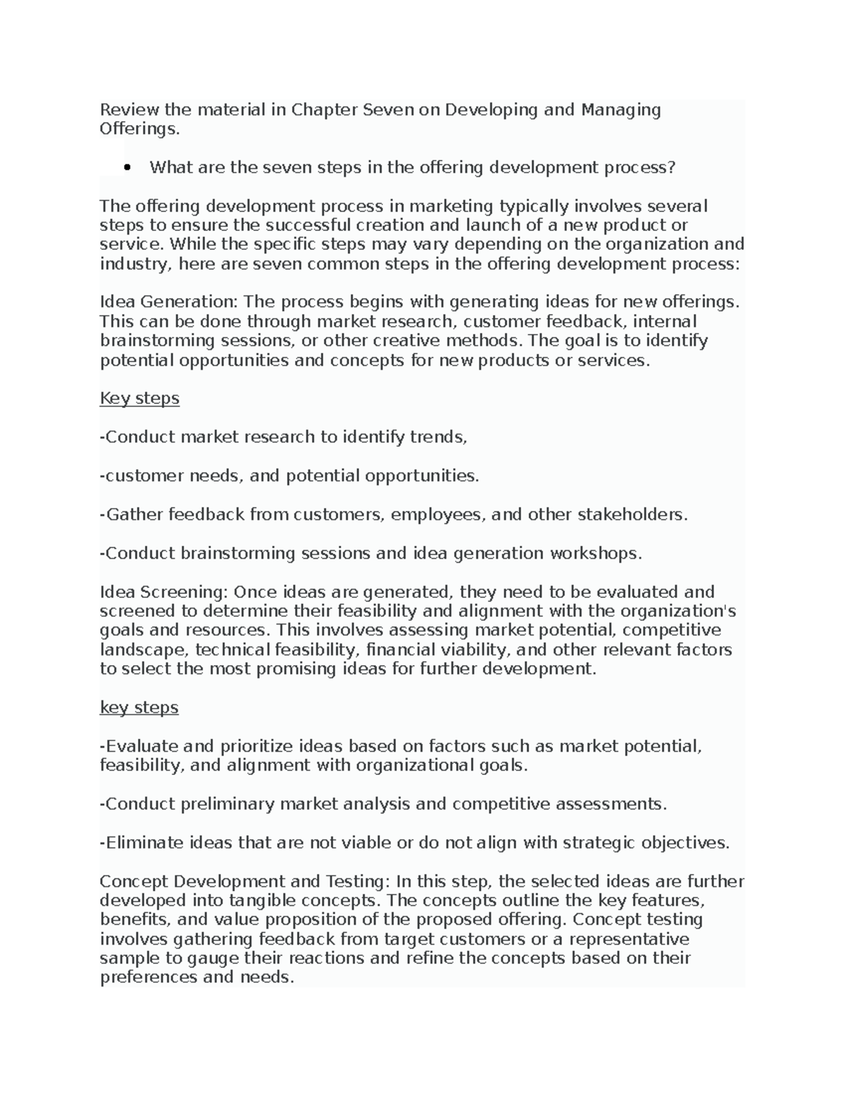 MKT 302: Discussion Assignment on Offering Development Process - Studocu