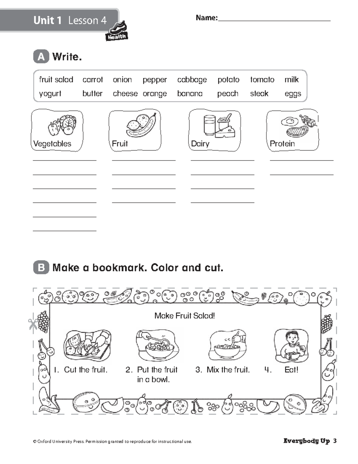 EU2e L3 Unit1Lesson 4 WKST - Lower Secondary English - Make Fruit Salad ...