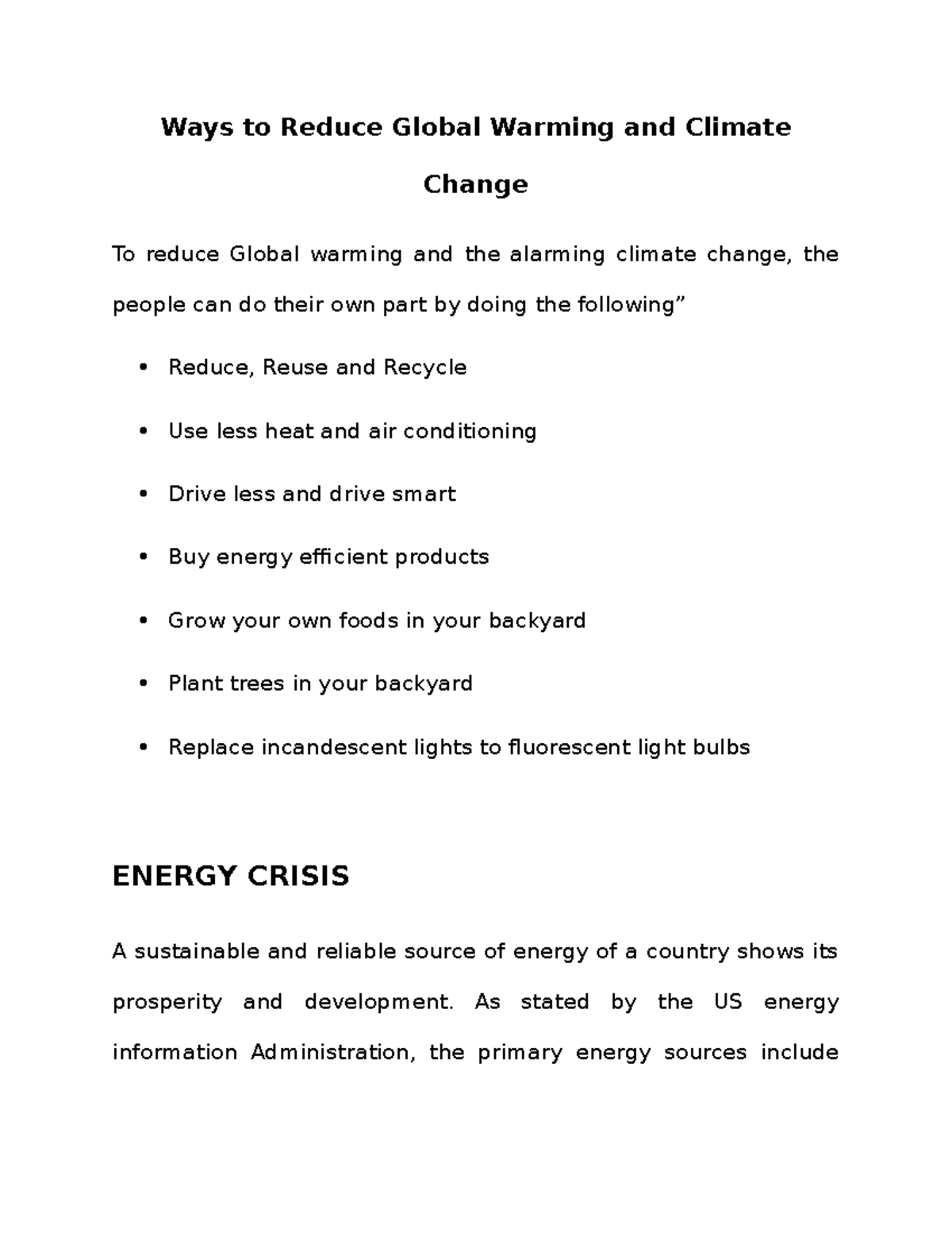 Energy Crisis: Solutions and Impacts on Society and Environment - Studocu