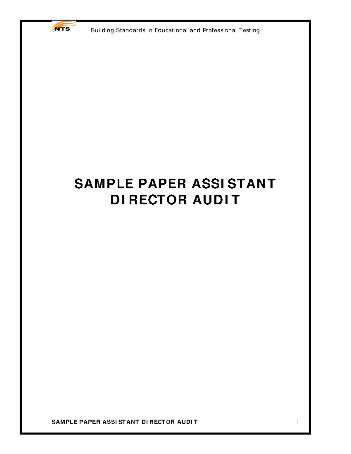 Sample Paper for Assistant Director Audit - Analytical Writing ...