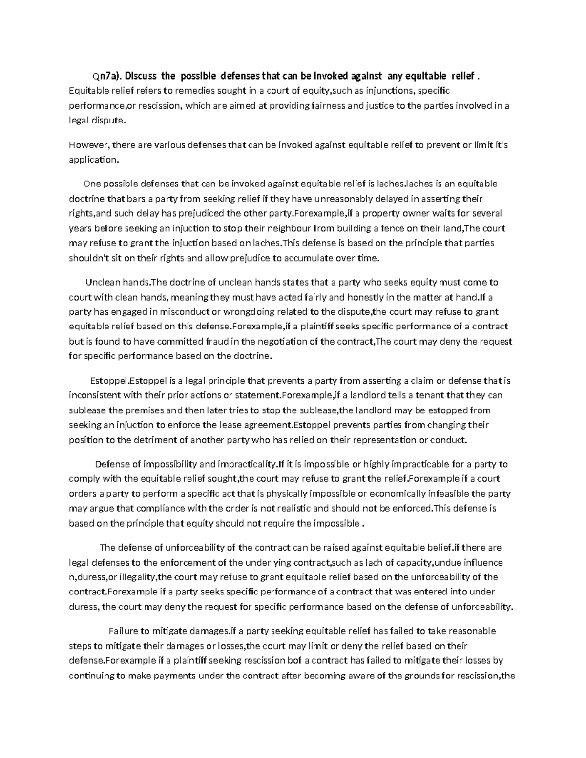 7a) Defenses Against Equitable Relief in Law Studies - Studocu