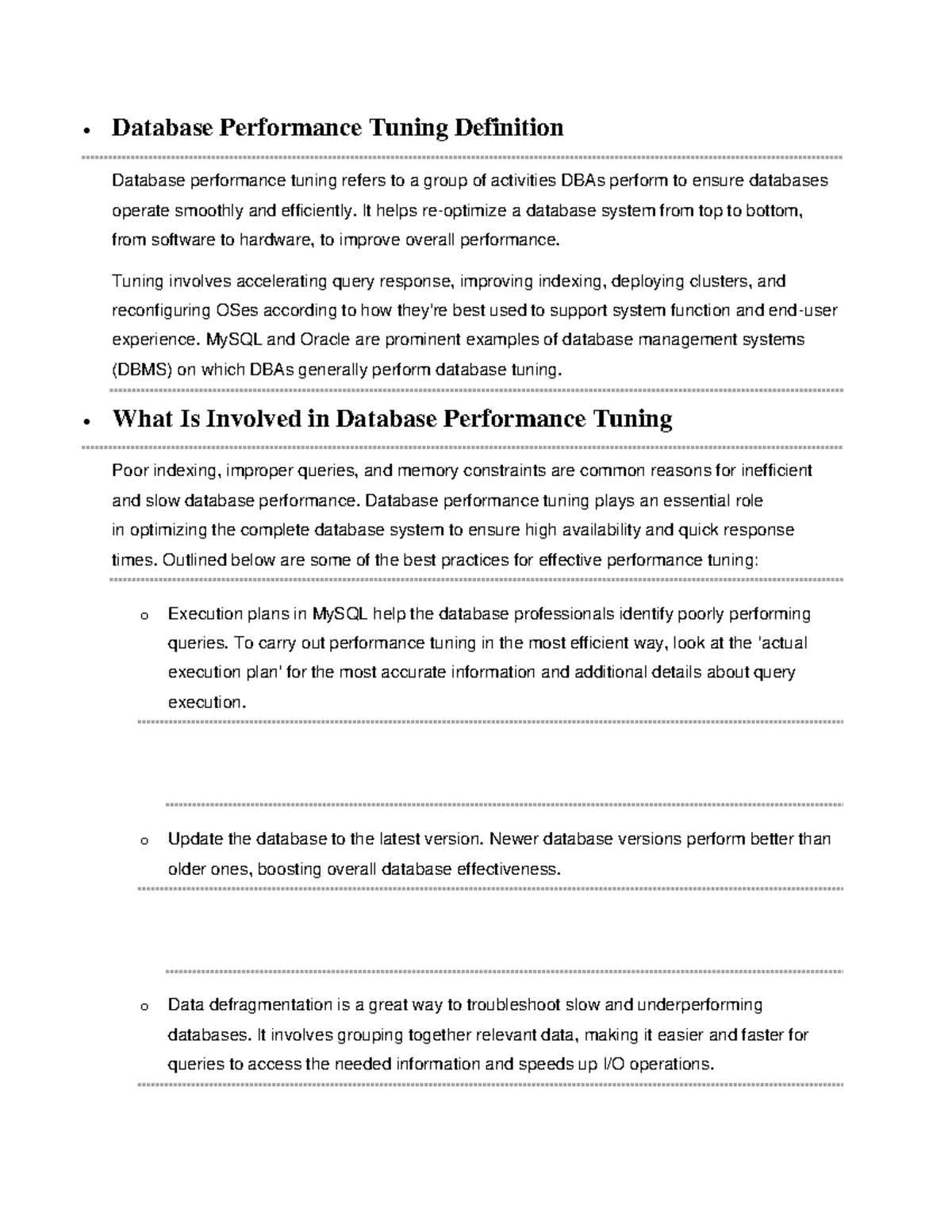 Advance-topic-database - Database Performance Tuning Definition ...