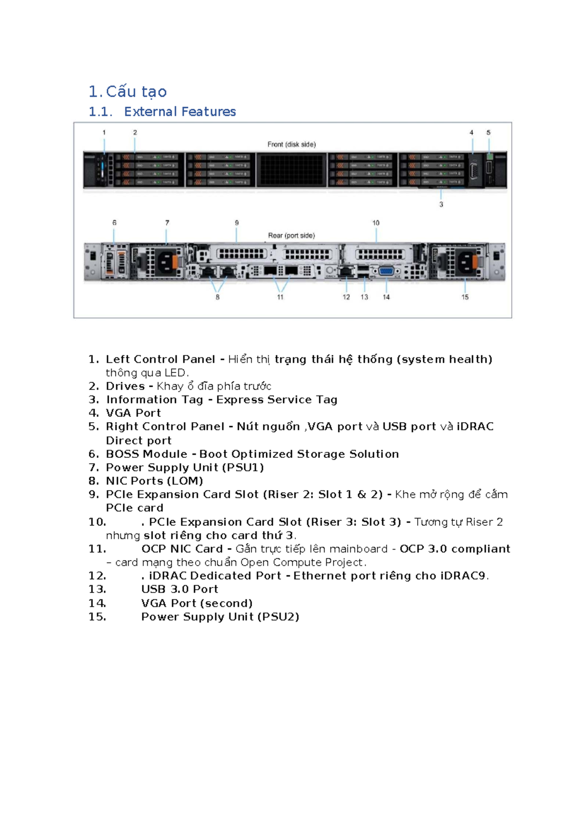 DELL Server Features Overview: External & Internal Components - Studocu