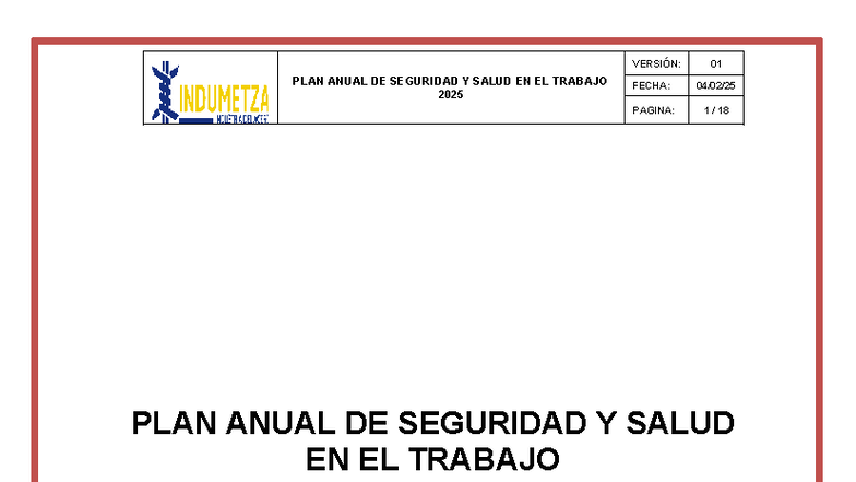 Plan Anual de Seguridad y Salud en el Trabajo 2025 - MTC - Studocu